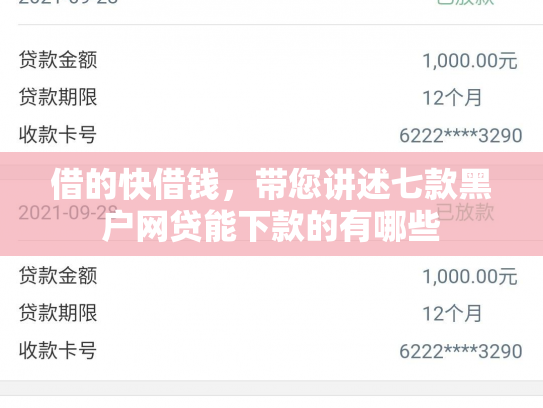 借的快借钱，带您讲述七款黑户网贷能下款的有哪些