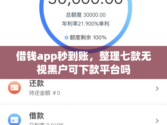 借钱app秒到账，整理七款无视黑户可下款平台吗