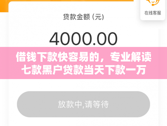 借钱下款快容易的，专业解读七款黑户贷款当天下款一万