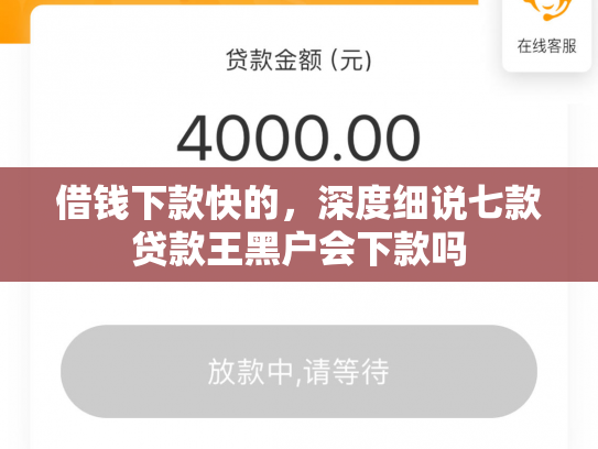 借钱下款快的，深度细说七款贷款王黑户会下款吗