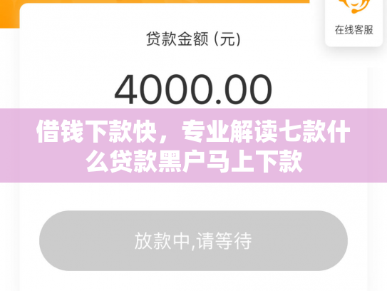 借钱下款快，专业解读七款什么贷款黑户马上下款