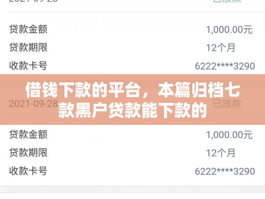 借钱下款的平台，本篇归档七款黑户贷款能下款的