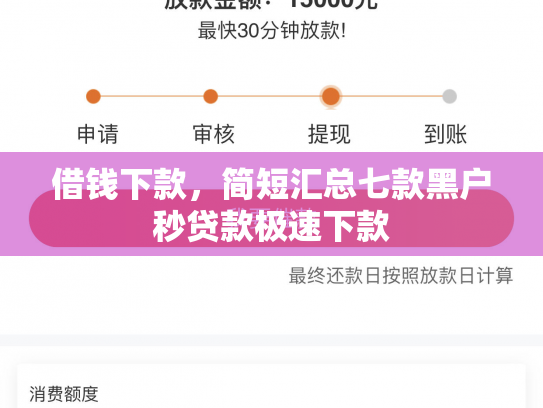 借钱下款，简短汇总七款黑户秒贷款极速下款