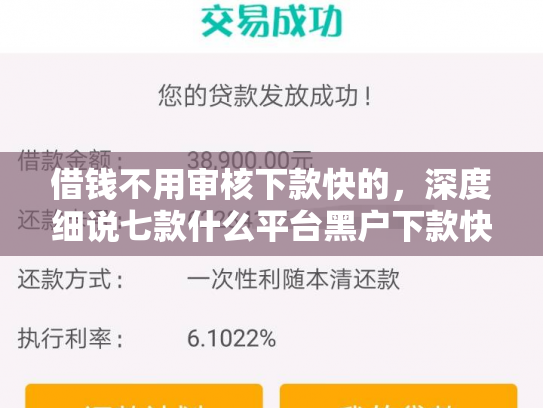 借钱不用审核下款快的，深度细说七款什么平台黑户下款快