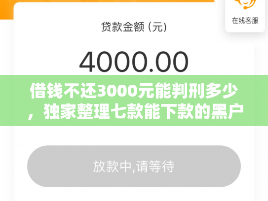 借钱不还3000元能判刑多少，独家整理七款能下款的黑户贷款平台