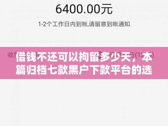 借钱不还可以拘留多少天，本篇归档七款黑户下款平台的选择