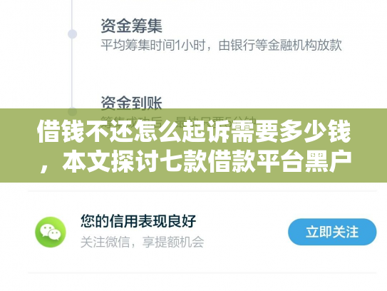 借钱不还怎么起诉需要多少钱，本文探讨七款借款平台黑户也能下款
