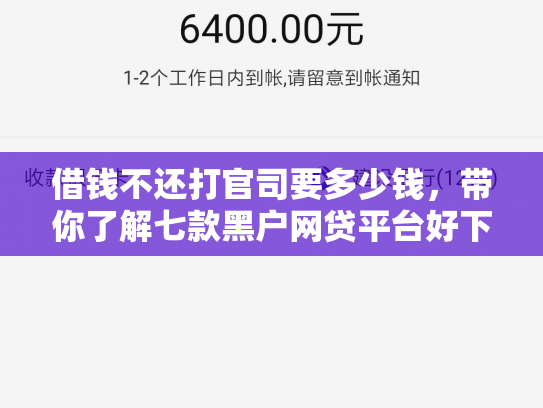 借钱不还打官司要多少钱，带你了解七款黑户网贷平台好下款