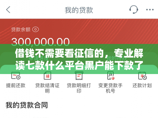 借钱不需要看征信的，专业解读七款什么平台黑户能下款了