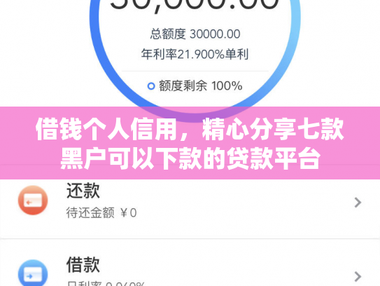 借钱个人信用，精心分享七款黑户可以下款的贷款平台