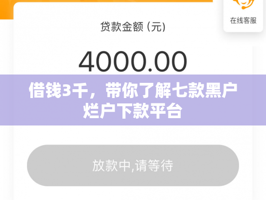 借钱3千，带你了解七款黑户烂户下款平台