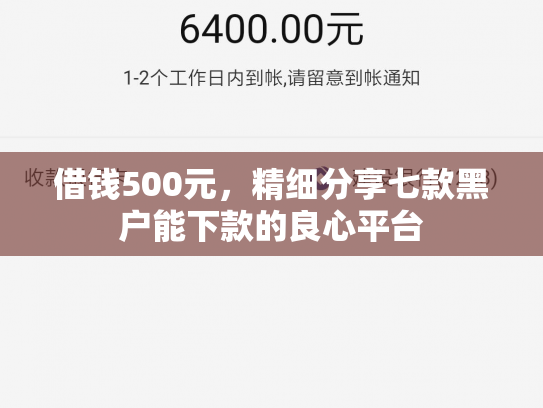 借钱500元，精细分享七款黑户能下款的良心平台