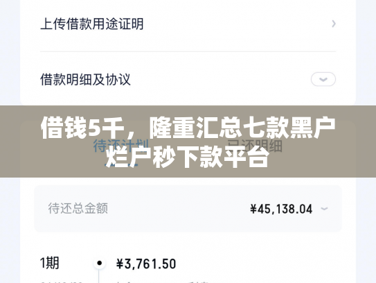 借钱5千，隆重汇总七款黑户烂户秒下款平台