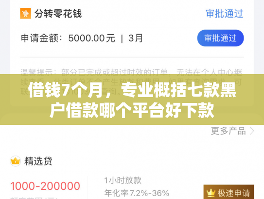 借钱7个月，专业概括七款黑户借款哪个平台好下款