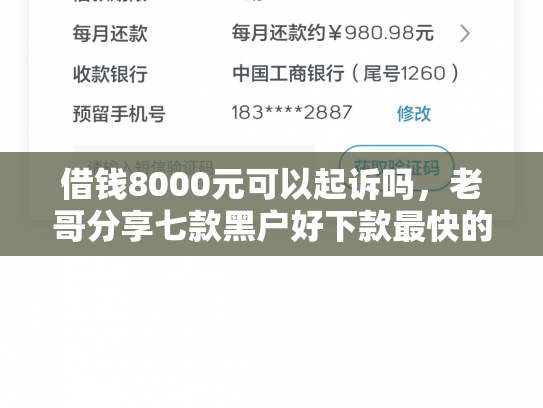 借钱8000元可以起诉吗，老哥分享七款黑户好下款最快的平台