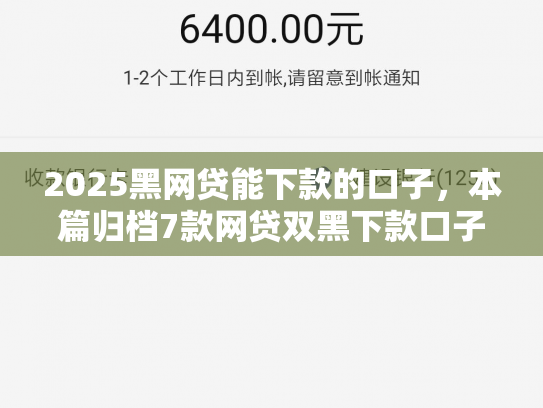 2025黑网贷能下款的口子，本篇归档7款网贷双黑下款口子