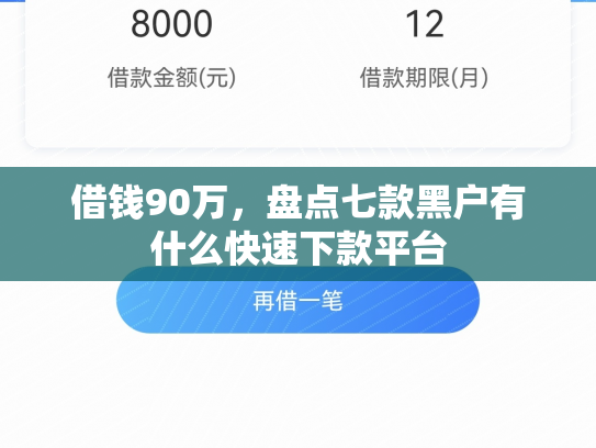 借钱90万，盘点七款黑户有什么快速下款平台