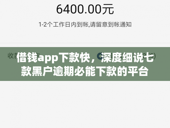 借钱app下款快，深度细说七款黑户逾期必能下款的平台