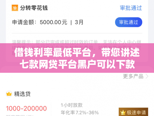 借钱利率最低平台，带您讲述七款网贷平台黑户可以下款