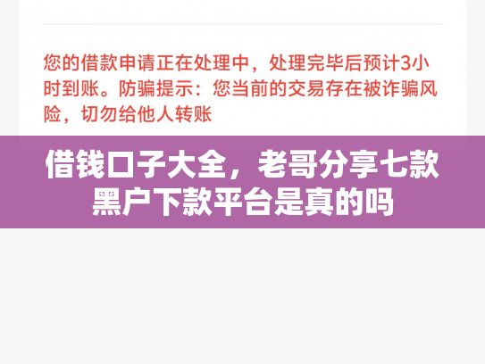借钱口子大全，老哥分享七款黑户下款平台是真的吗