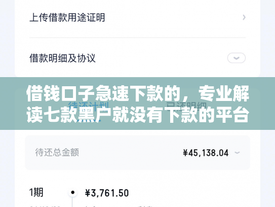 借钱口子急速下款的，专业解读七款黑户就没有下款的平台吗
