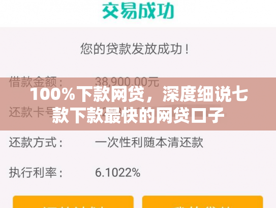 100%下款网贷，深度细说七款下款最快的网贷口子