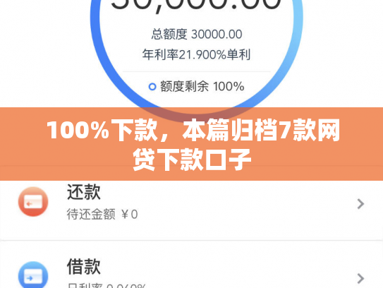 100%下款，本篇归档7款网贷下款口子