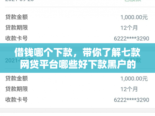 借钱哪个下款，带你了解七款网贷平台哪些好下款黑户的