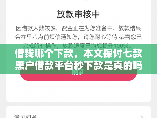 借钱哪个下款，本文探讨七款黑户借款平台秒下款是真的吗
