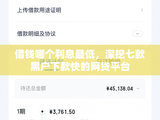 借钱哪个利息最低，深挖七款黑户下款快的网贷平台