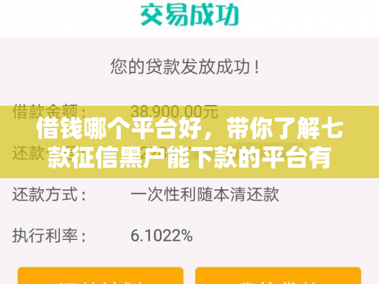 借钱哪个平台好，带你了解七款征信黑户能下款的平台有