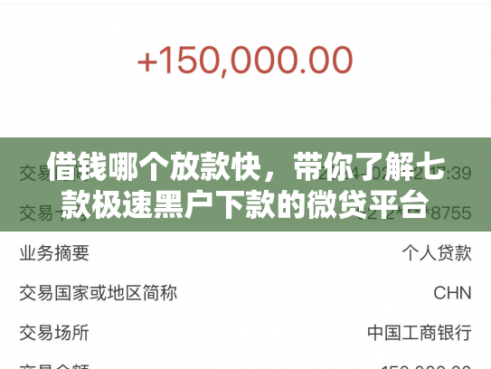 借钱哪个放款快，带你了解七款极速黑户下款的微贷平台