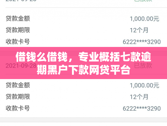 借钱么借钱，专业概括七款逾期黑户下款网贷平台