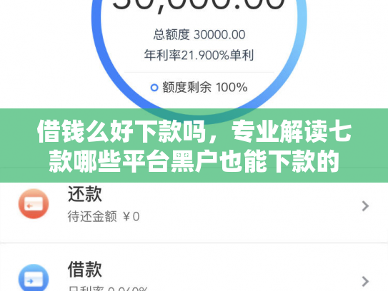 借钱么好下款吗，专业解读七款哪些平台黑户也能下款的