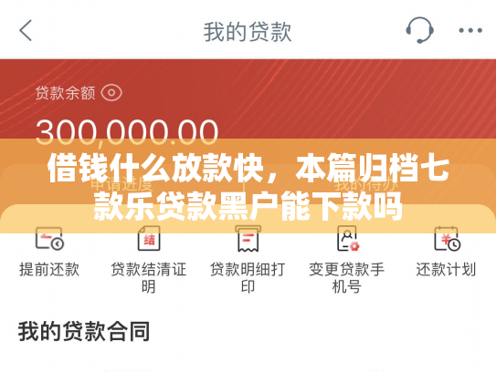 借钱什么放款快，本篇归档七款乐贷款黑户能下款吗