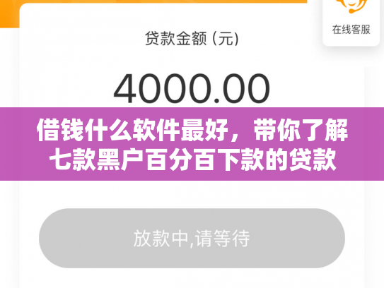 借钱什么软件最好，带你了解七款黑户百分百下款的贷款