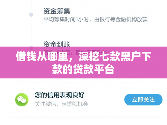 借钱从哪里，深挖七款黑户下款的贷款平台