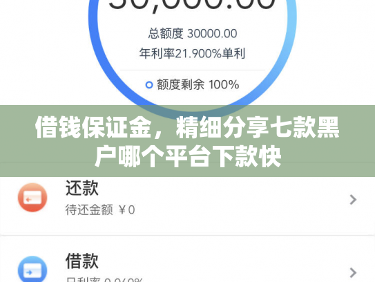 借钱保证金，精细分享七款黑户哪个平台下款快