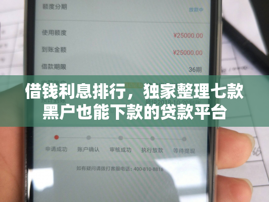 借钱利息排行，独家整理七款黑户也能下款的贷款平台