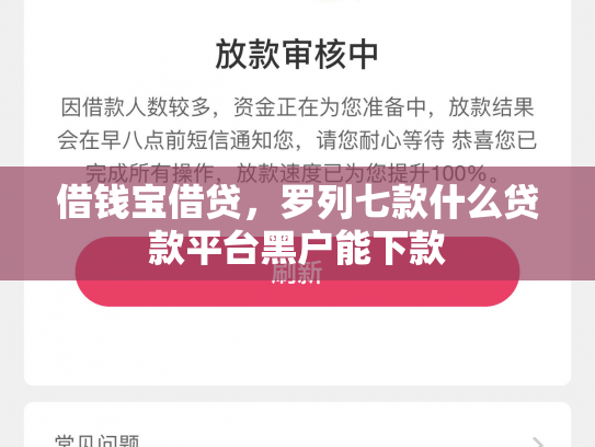 借钱宝借贷，罗列七款什么贷款平台黑户能下款