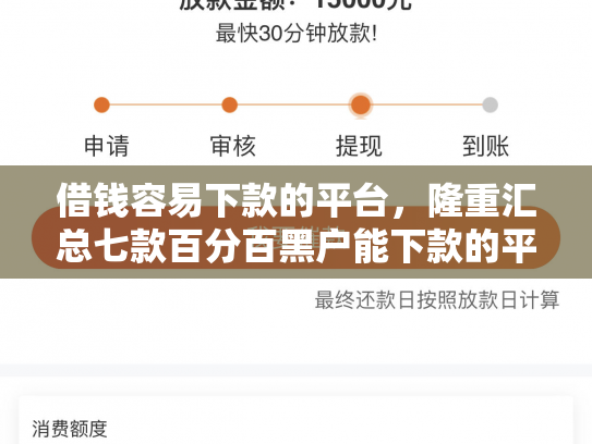 借钱容易下款的平台，隆重汇总七款百分百黑户能下款的平台