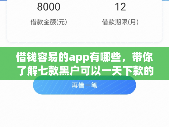 借钱容易的app有哪些，带你了解七款黑户可以一天下款的平台