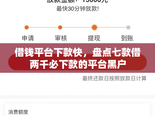 借钱平台下款快，盘点七款借两千必下款的平台黑户