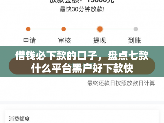 借钱必下款的口子，盘点七款什么平台黑户好下款快