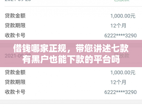 借钱哪家正规，带您讲述七款有黑户也能下款的平台吗