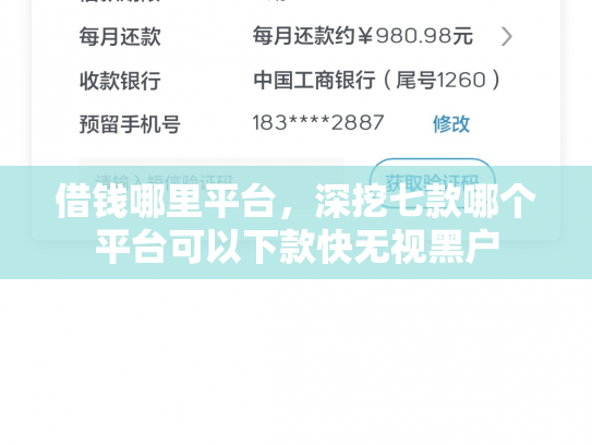 借钱哪里平台，深挖七款哪个平台可以下款快无视黑户