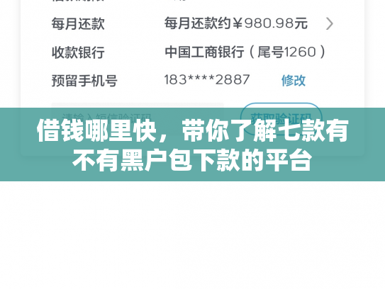 借钱哪里快，带你了解七款有不有黑户包下款的平台