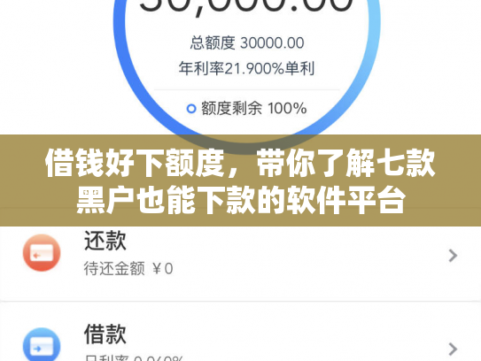 借钱好下额度，带你了解七款黑户也能下款的软件平台