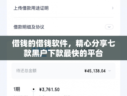 借钱的借钱软件，精心分享七款黑户下款最快的平台