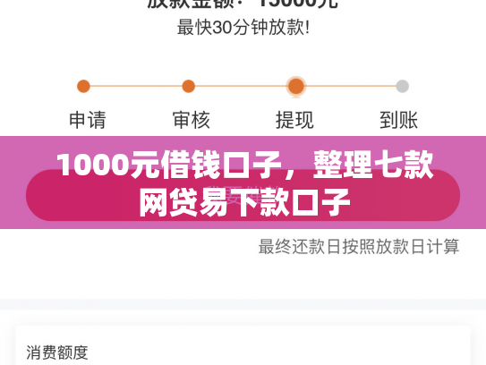 1000元借钱口子，整理七款网贷易下款口子